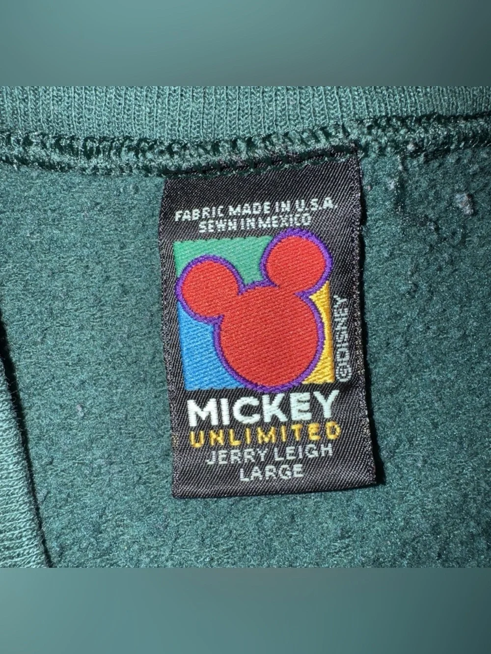 Vintage‎ 80s 90s Mickey Mouse Disney Classics Green Sweatshirt Size Large Flaw